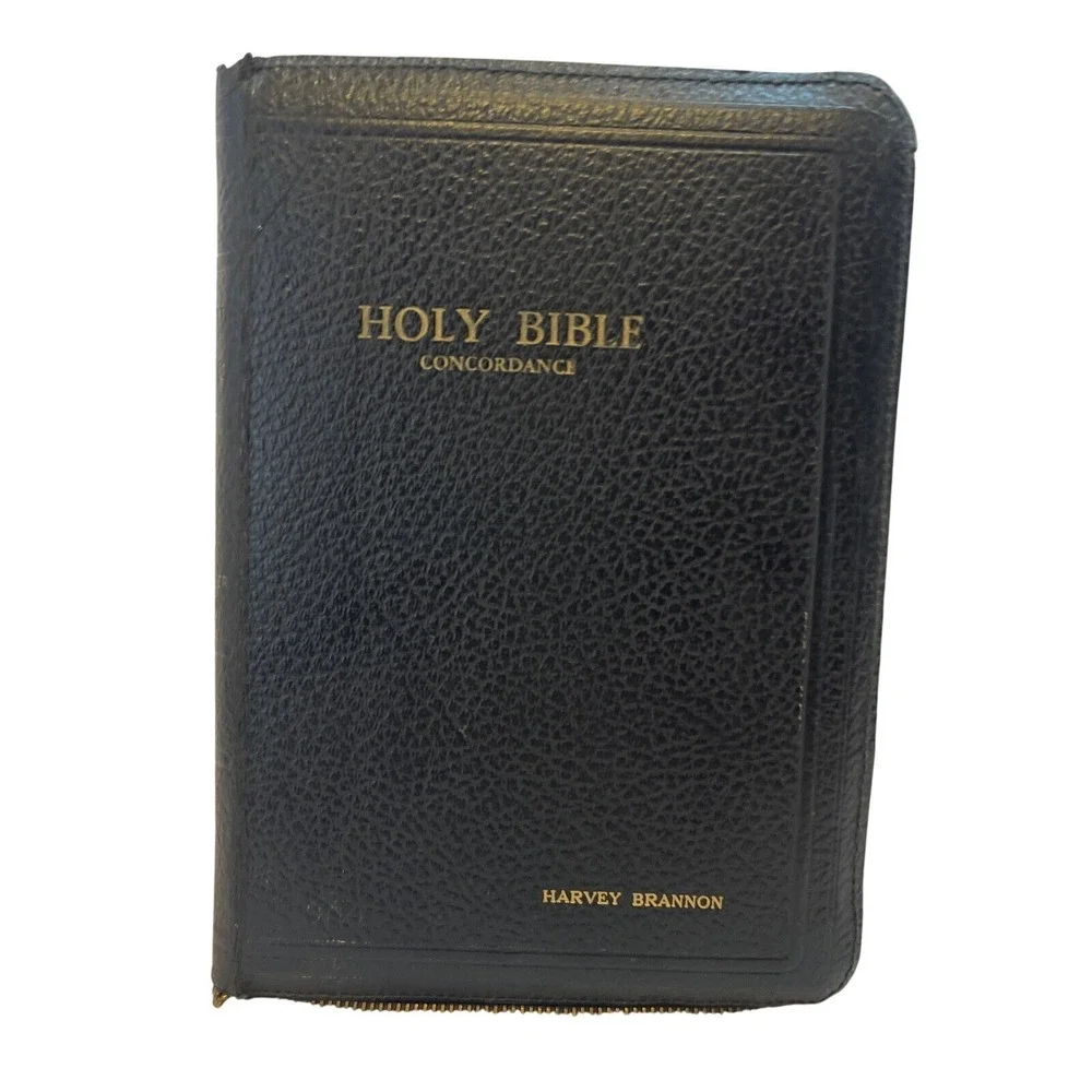 Vintage Holy Bible KJV Red Letter Concordance zipper‎ cover black